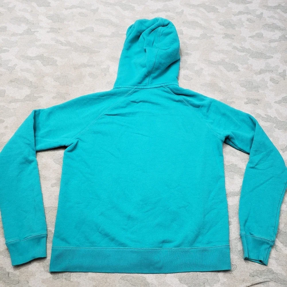 Nike Sweatshirt Womens Medium Green Full Zip Hooded Spell Out Fleece